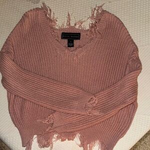 Polly & Esther Pink Distressed Sweater